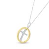 Thumbnail Image 2 of Diamond Cross Necklace 1/10 ct tw Round-cut Sterling Silver & 10K Yellow Gold 18&quot;