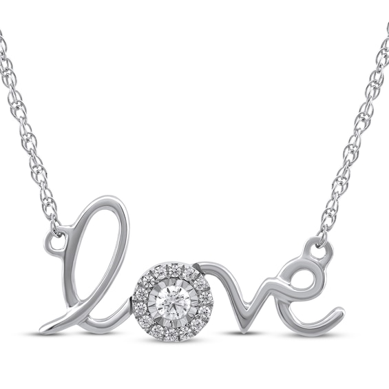 Diamond "Love" Necklace 1/15 ct tw Round-cut Sterling Silver 18