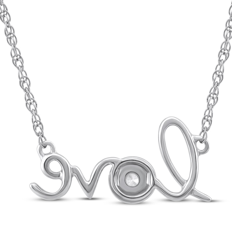 Main Image 3 of Diamond &quot;Love&quot; Necklace 1/15 ct tw Round-cut Sterling Silver 18&quot;