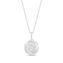 Diamond Knot Necklace 10K White Gold 18"