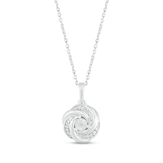 Diamond Knot Necklace 10K White Gold 18"