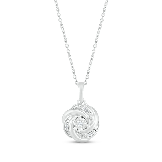 Diamond Knot Necklace 10K White Gold 18"