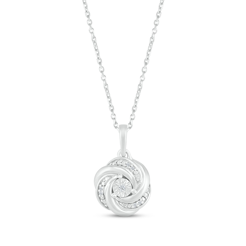 Main Image 1 of Diamond Knot Necklace 10K White Gold 18&quot;