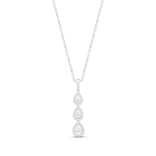 Diamond Accent Teardrop Trio Necklace Sterling Silver 18"