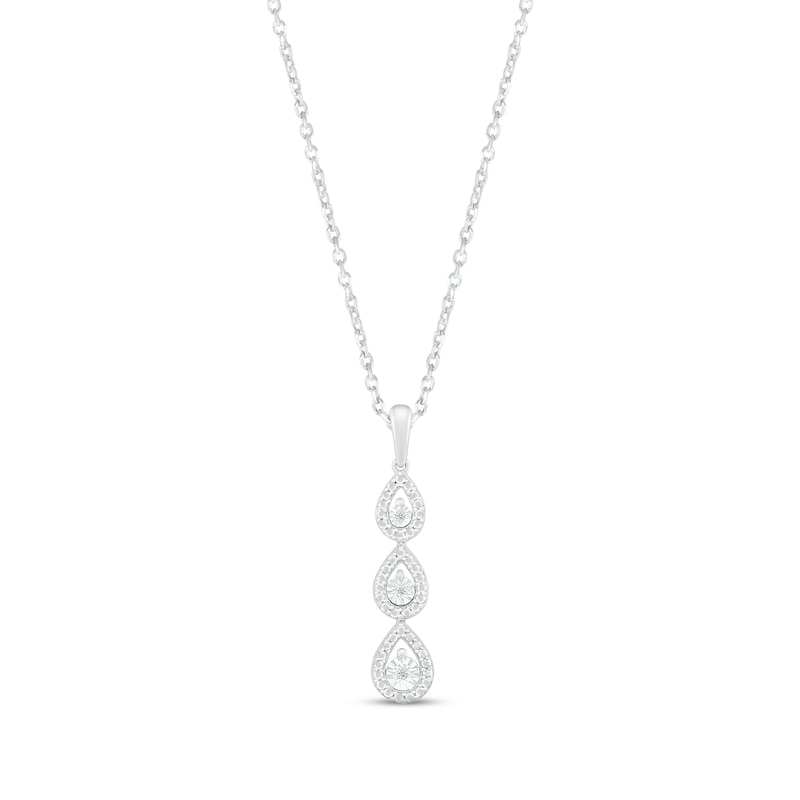 Main Image 1 of Diamond Three-Stone Pear Drop Necklace Sterling Silver 18&quot;