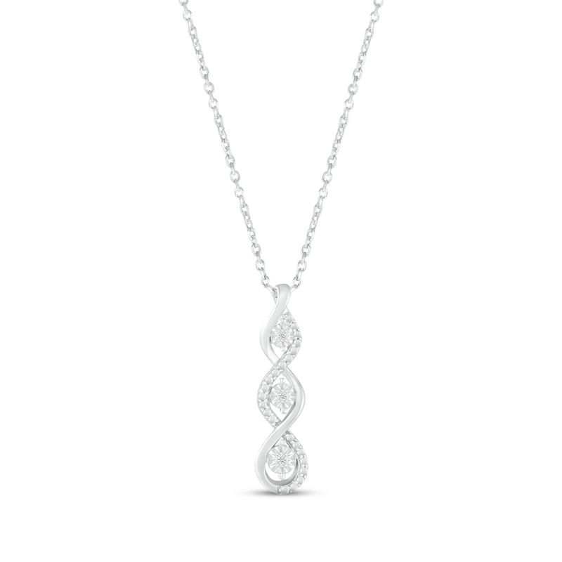 Main Image 1 of Diamond Three-Stone Swirl Necklace Sterling Silver 18&quot;