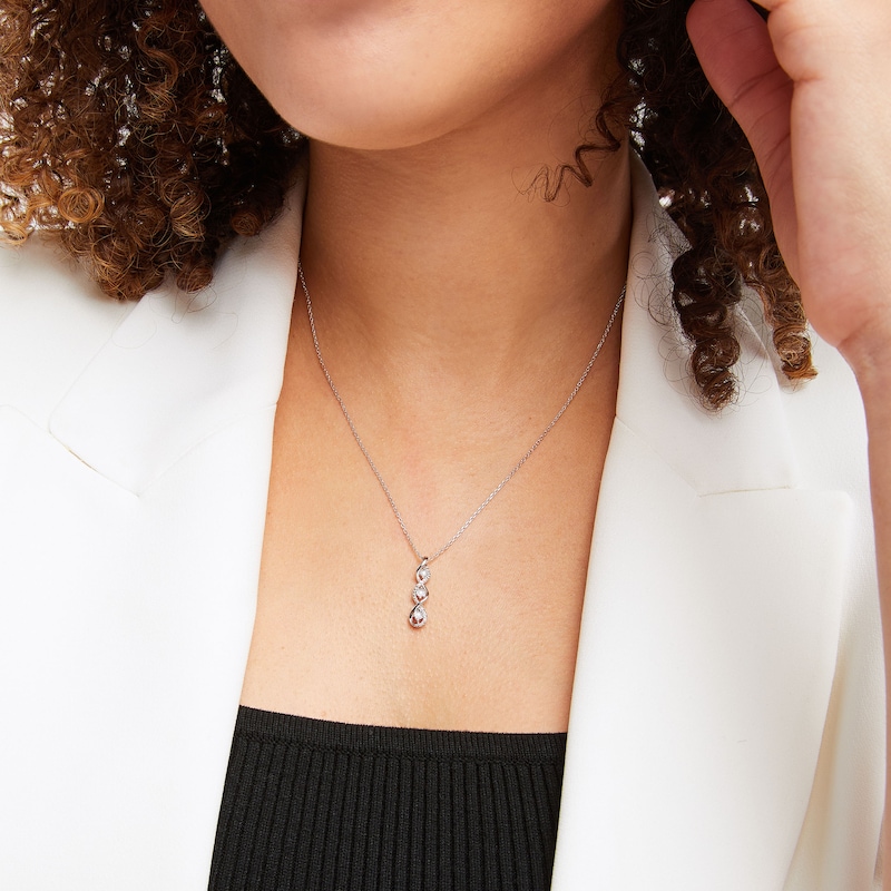 Main Image 3 of Diamond Three-Stone Swirl Necklace Sterling Silver 18&quot;
