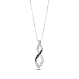 Black & White Diamond Infinity Necklace Sterling Silver 18"