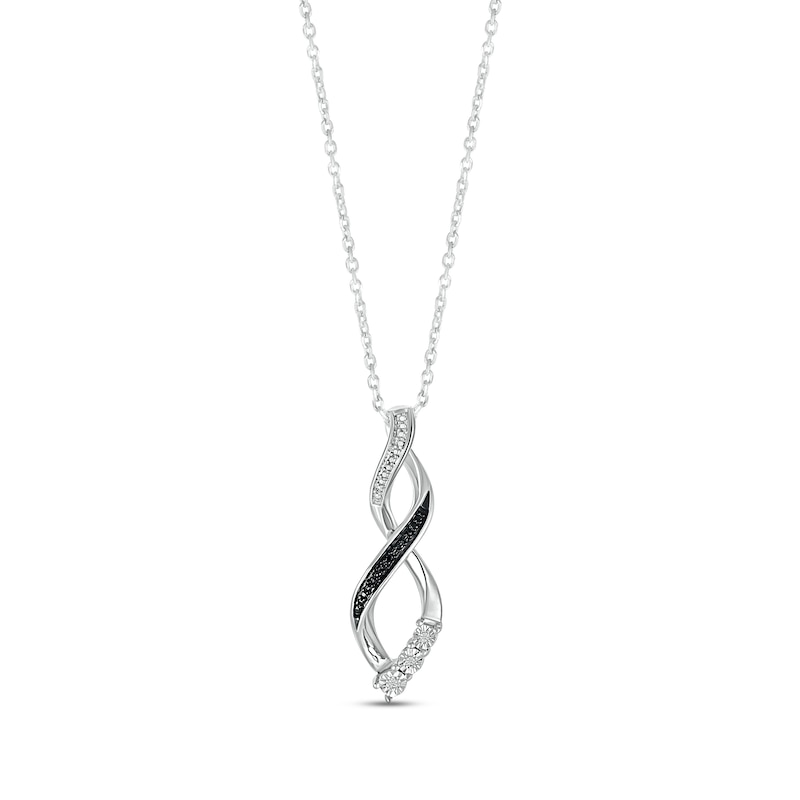 Main Image 1 of Black & White Diamond Infinity Necklace Sterling Silver 18&quot;