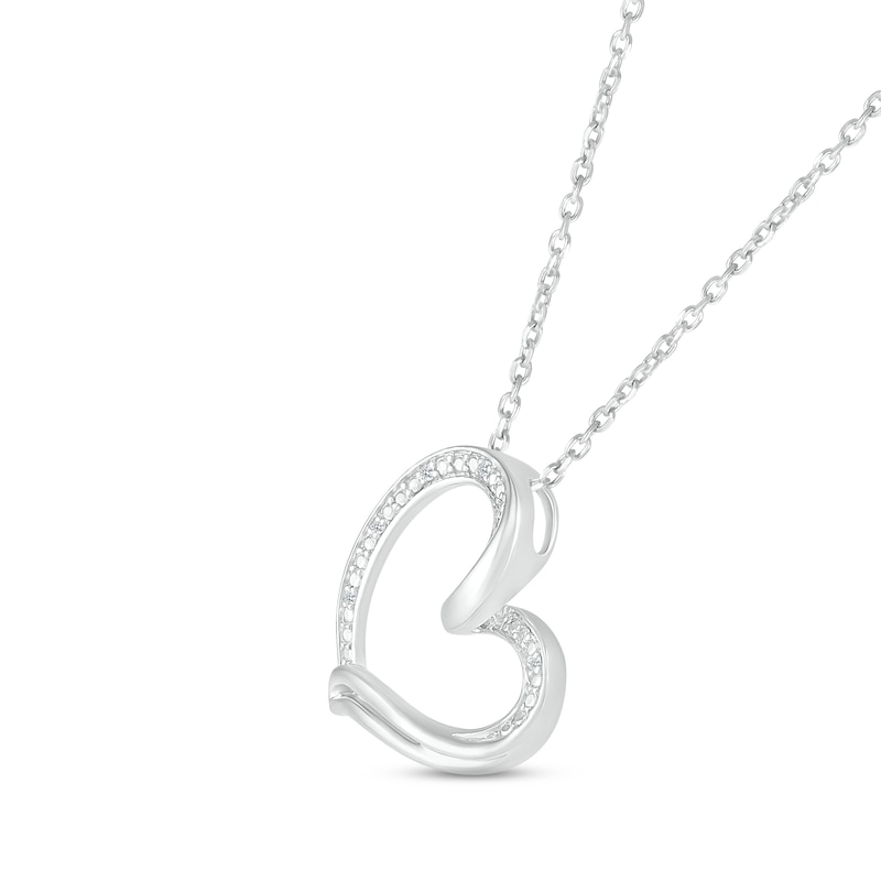 Main Image 2 of Diamond Tilted Heart Necklace Sterling Silver 18&quot;