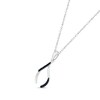 Thumbnail Image 2 of Black Diamond Wishbone Necklace 1/20 ct tw Round-cut Sterling Silver 18&quot;