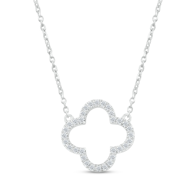 Main Image 1 of Diamond Open Clover Necklace 1/10 ct tw Sterling Silver 18&quot;