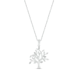 Diamond Family Tree Necklace Sterling Silver 18"