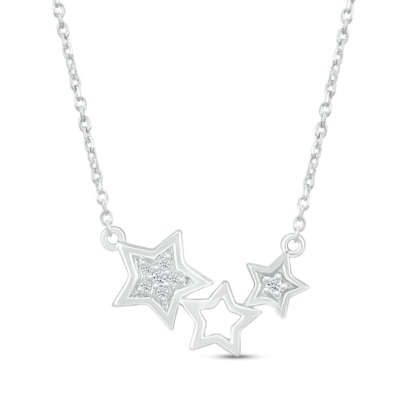 Main Image 1 of Diamond Stars Necklace Sterling Silver 18&quot;