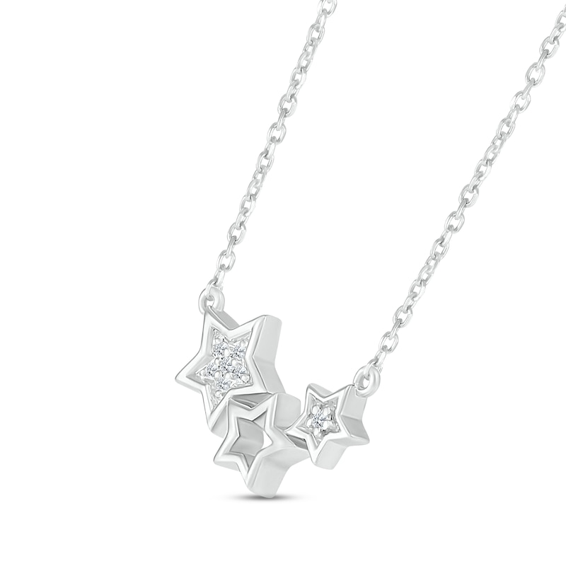 Main Image 2 of Diamond Stars Necklace Sterling Silver 18&quot;