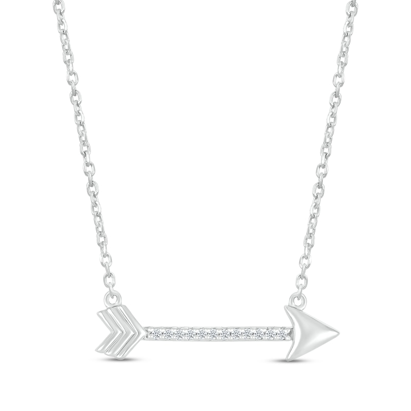 Main Image 1 of Diamond Horizontal Arrow Necklace Sterling Silver 18"
