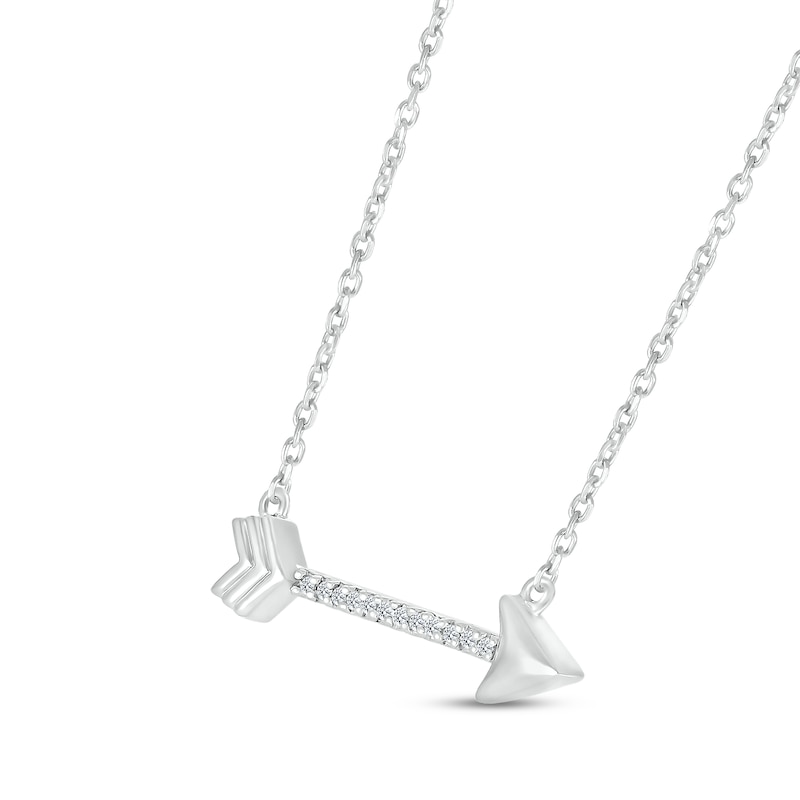 Main Image 2 of Diamond Horizontal Arrow Necklace Sterling Silver 18"