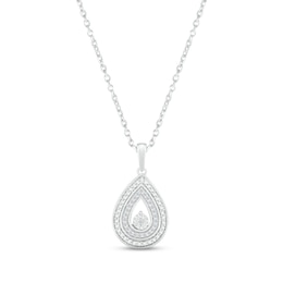 Diamond Teardrop Necklace 1/20 ct tw Round-cut Sterling Silver 18"