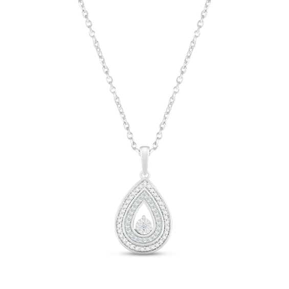 Diamond Teardrop Necklace 1/20 ct tw Round-cut Sterling Silver 18"