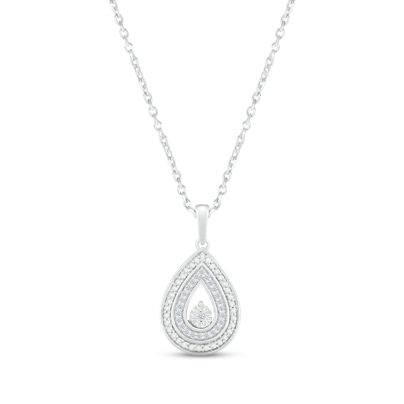 Main Image 1 of Diamond Teardrop Necklace 1/20 ct tw Round-cut Sterling Silver 18&quot;