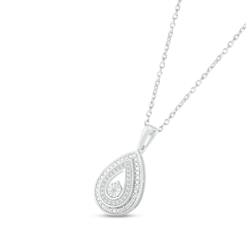 Main Image 2 of Diamond Teardrop Necklace 1/20 ct tw Round-cut Sterling Silver 18&quot;