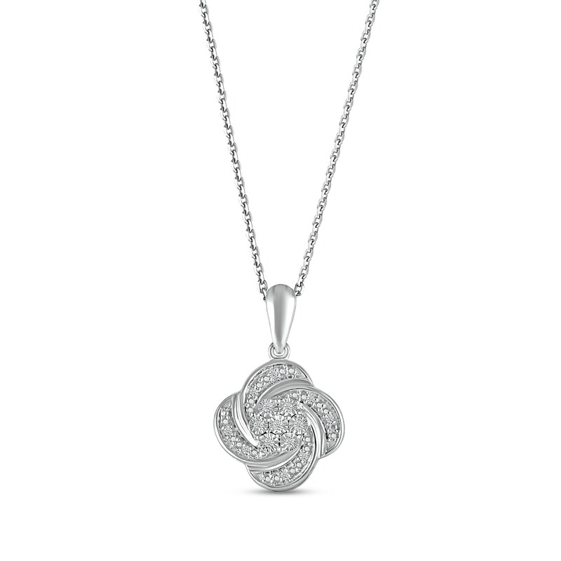 Main Image 1 of Diamond Swirl Necklace 1/20 ct tw Round-cut 10K White Gold 18&quot;