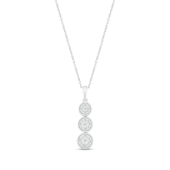 Diamond Three-Stone Drop Necklace 1/20 ct tw Round-cut Sterling Silver 18"