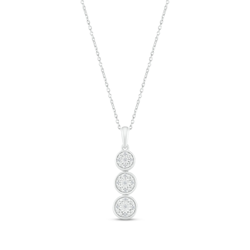 Main Image 1 of Diamond Three-Stone Drop Necklace 1/20 ct tw Round-cut Sterling Silver 18&quot;
