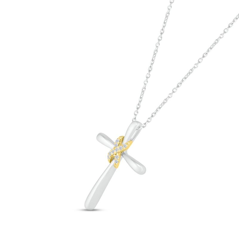Main Image 2 of Diamond Cross Infinity Necklace 1/20 ct tw Sterling Silver & 10K Yellow Gold 18&quot;