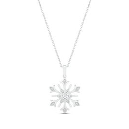 Diamond Snowflake Necklace 1/20 ct tw Round-cut Sterling Silver 18"