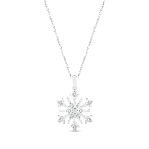 Diamond Snowflake Necklace 1/20 ct tw Round-cut Sterling Silver 18"