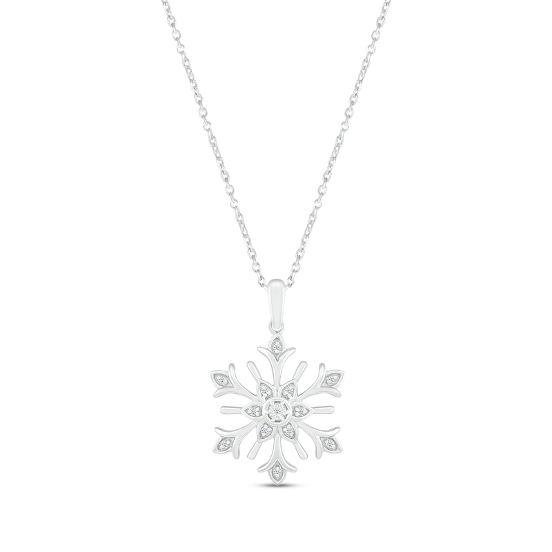 Main Image 1 of Diamond Snowflake Necklace 1/20 ct tw Round-cut Sterling Silver 18&quot;