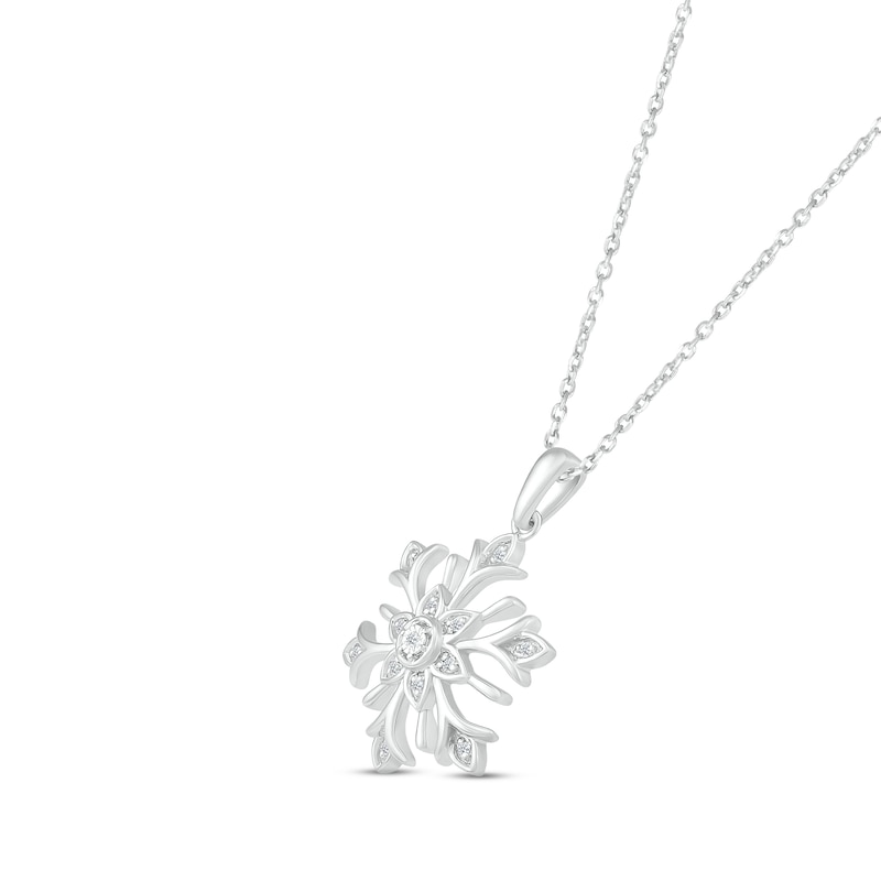 Main Image 2 of Diamond Snowflake Necklace 1/20 ct tw Round-cut Sterling Silver 18&quot;