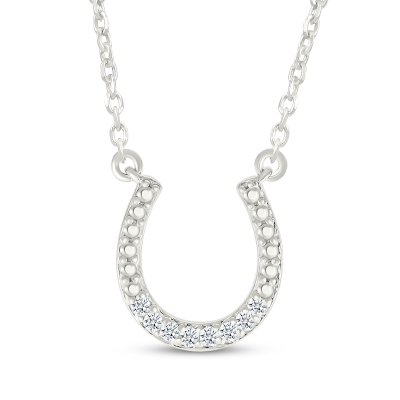Main Image 1 of Diamond Horseshoe Necklace 1/20 ct tw Round-cut Sterling Silver 18&quot;