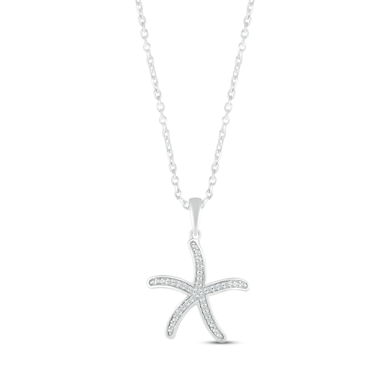 Main Image 1 of Diamond Starfish Necklace 1/20 ct tw Round-cut Sterling Silver 18&quot;