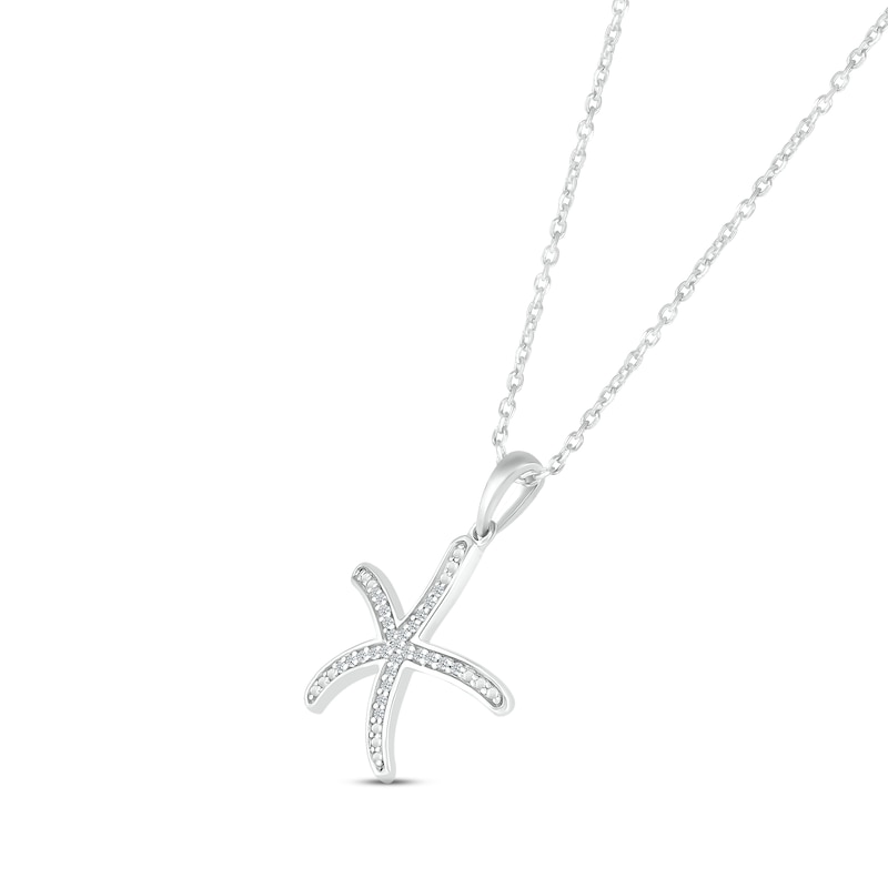 Main Image 2 of Diamond Starfish Necklace 1/20 ct tw Round-cut Sterling Silver 18&quot;
