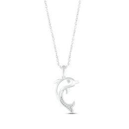 Diamond Dolphin Necklace 1/20 ct tw Round-cut Sterling Silver 18"