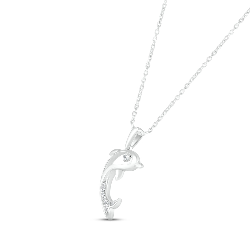 Main Image 2 of Diamond Dolphin Necklace 1/20 ct tw Round-cut Sterling Silver 18&quot;