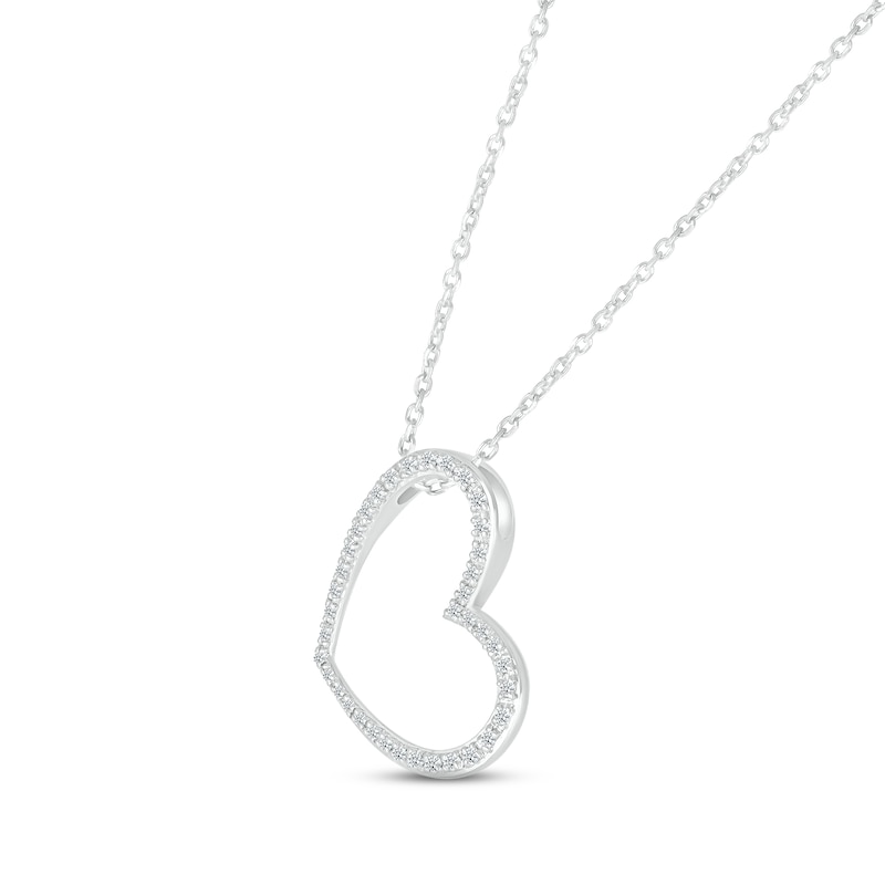 Main Image 2 of Diamond Heart Necklace 1/8 ct tw Round-cut Sterling Silver 18&quot;
