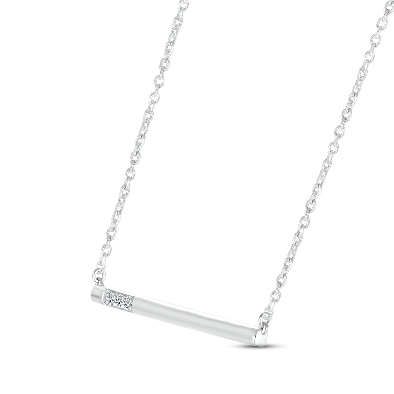 Main Image 2 of Diamond Three-Stone Bar Necklace Sterling Silver 18&quot;