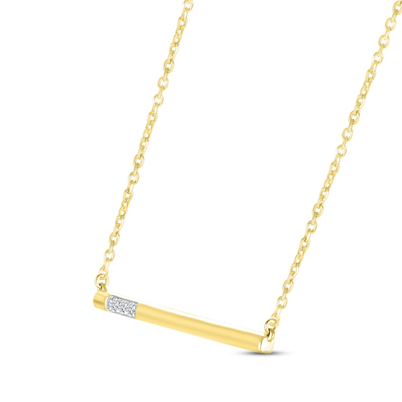 Main Image 2 of Diamond Three-Stone Bar Necklace 10K Yellow Gold 18&quot;