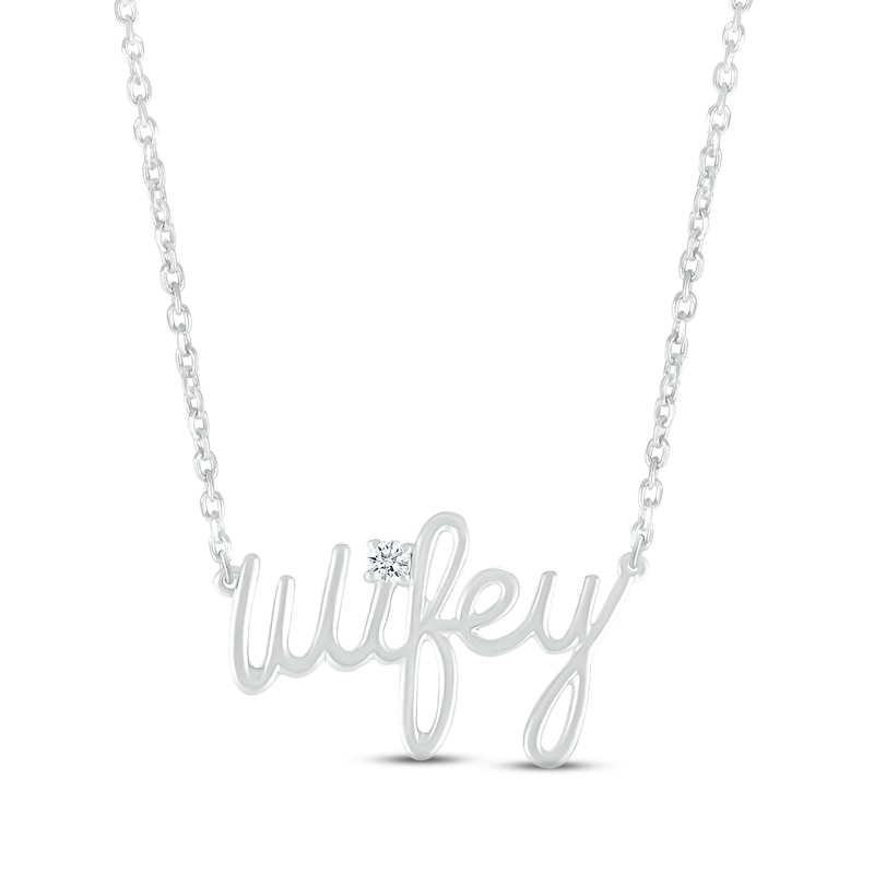 Diamond "Wifey" Necklace Sterling Silver 18"