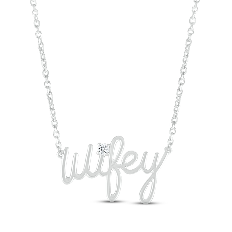 Main Image 1 of Diamond &quot;Wifey&quot; Necklace Sterling Silver 18&quot;