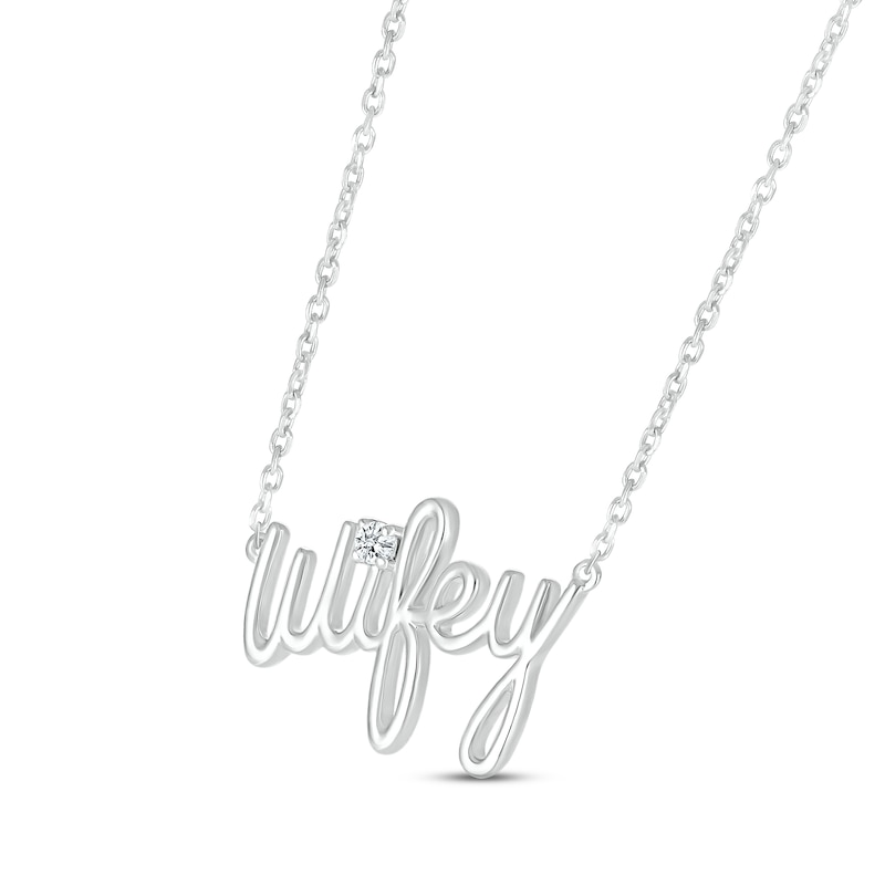 Main Image 2 of Diamond &quot;Wifey&quot; Necklace Sterling Silver 18&quot;