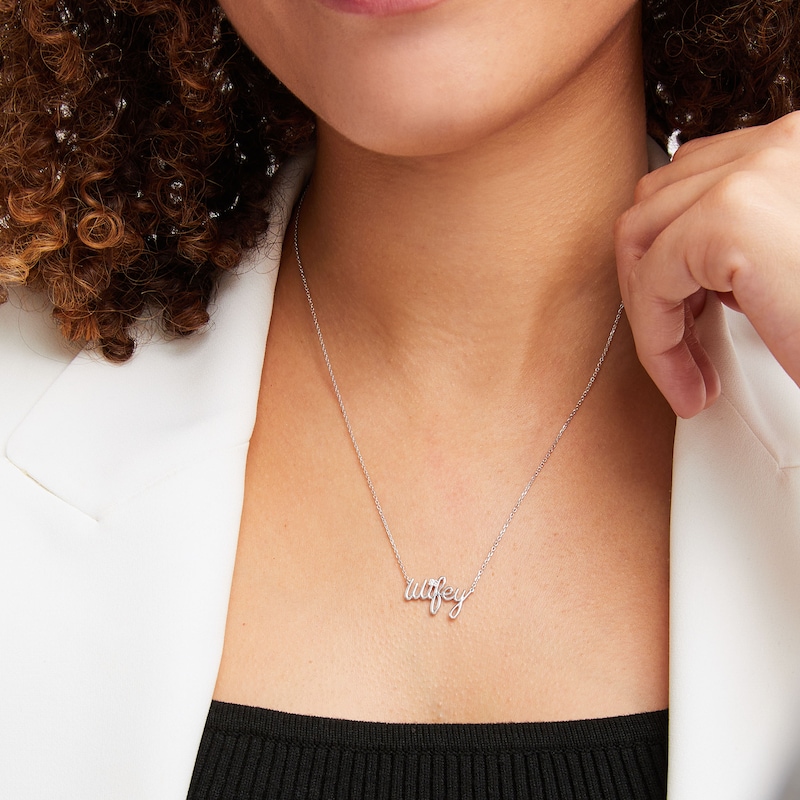 Main Image 3 of Diamond &quot;Wifey&quot; Necklace Sterling Silver 18&quot;