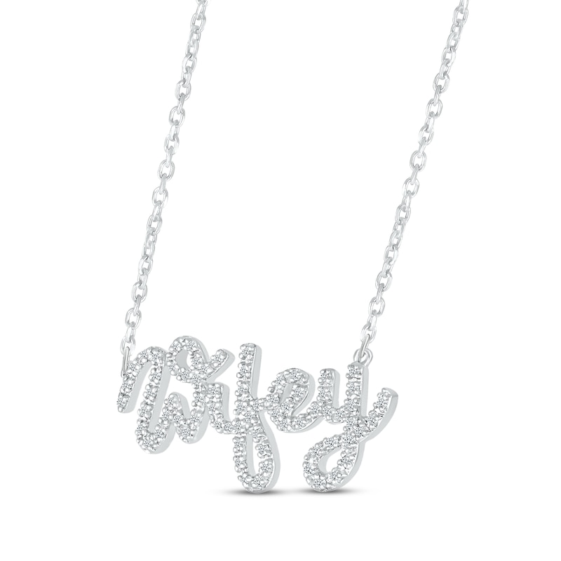 Main Image 2 of Diamond &quot;Wifey&quot; Necklace 1/8 ct tw Round-cut 10K White Gold 18&quot;