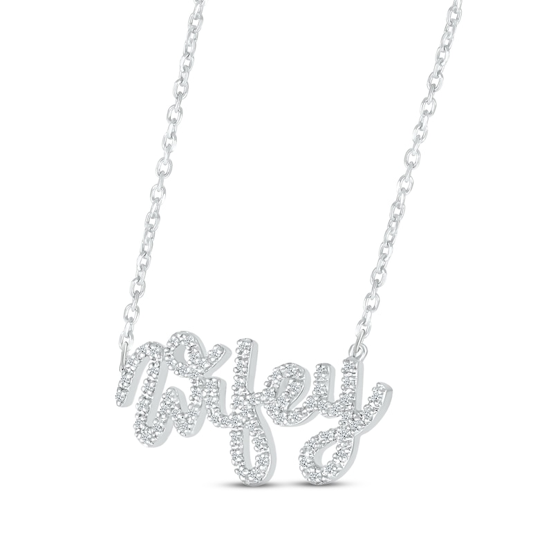 Main Image 2 of Diamond &quot;Wifey&quot; Necklace 1/8 ct tw Round-cut Sterling Silver 18&quot;