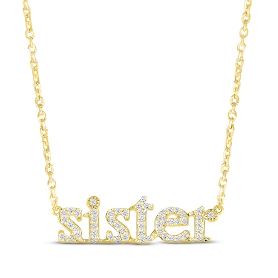 Diamond "Sister" Necklace 1/8 ct tw Round-cut 10K Yellow Gold 18"
