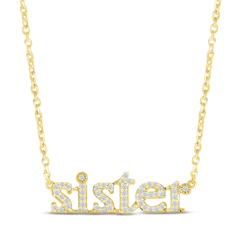 Main Image 1 of Diamond &quot;Sister&quot; Necklace 1/8 ct tw Round-cut 10K Yellow Gold 18&quot;