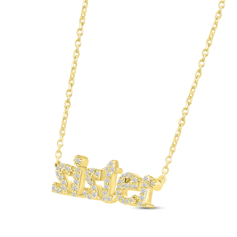 Main Image 2 of Diamond &quot;Sister&quot; Necklace 1/8 ct tw Round-cut 10K Yellow Gold 18&quot;